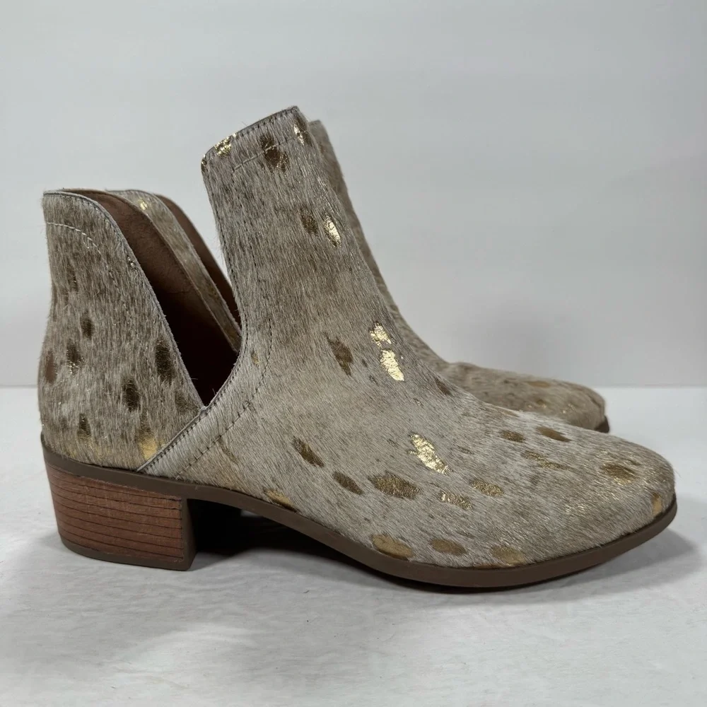 Coconuts by Matisse Pronto Cream Metallic Gold Calf Hair Split Shaft Bootie 9.5M